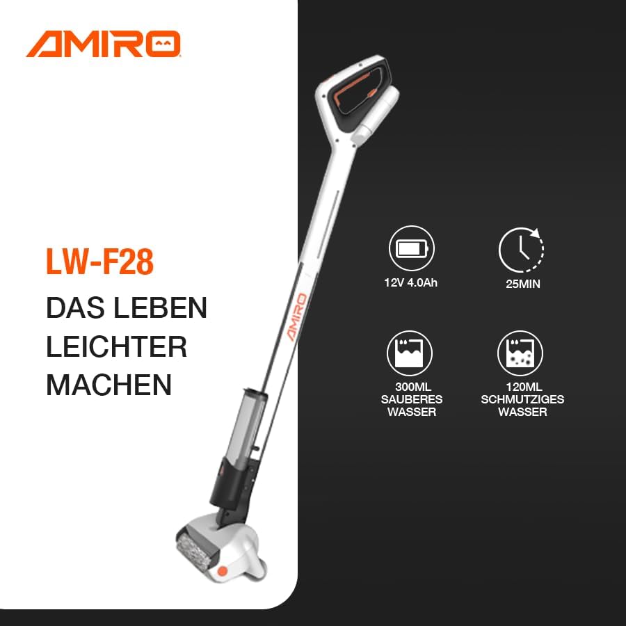 AMIRO LW-F28 Akumulatorowy odkurzacz do podłóg – Bezprzewodowy odkurzacz do podłóg twardych (lekka konstrukcja, trwała bateria) do parkietu, płytek i laminatów