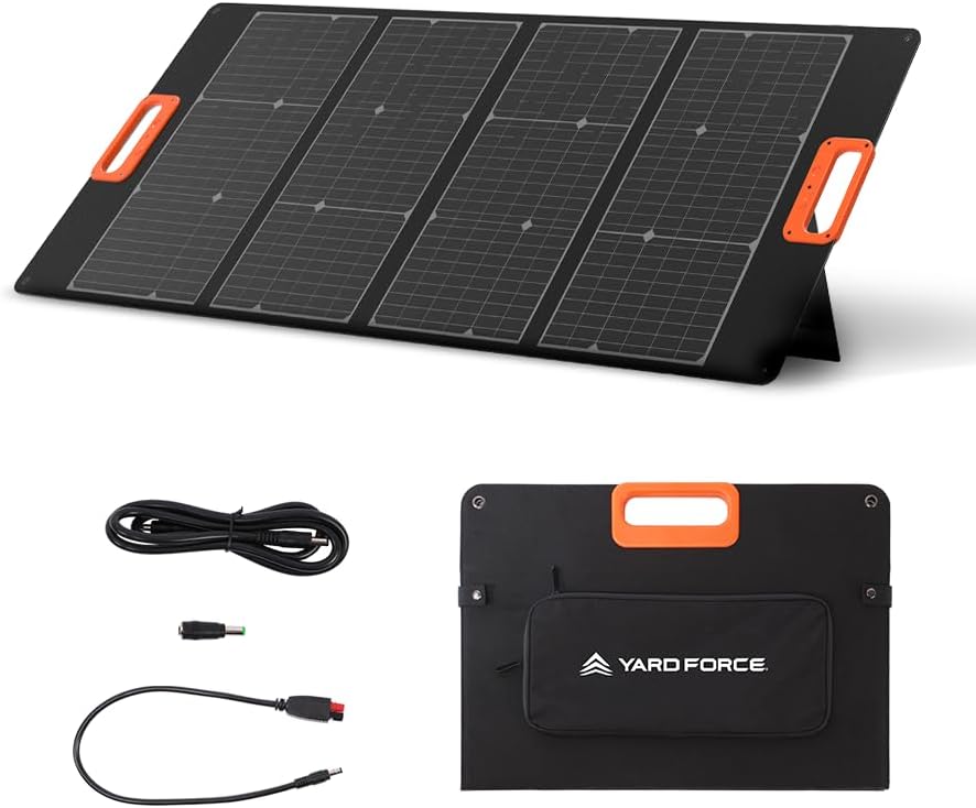 Yard Force LX SPP20 Opvouwbaar Zonnepaneel 200W – Draagbaar, waterdicht zonnepaneel (23,5% efficiëntie) met PD 65W, QC 3.0 & DC-uitgang voor powerstations