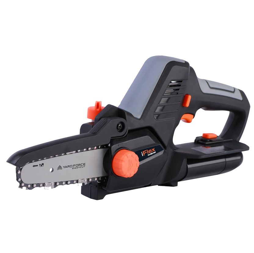 Yard Force iFlex LS F12 mini-kettingzaag (12 V, 4,0 Ah accu) – Compacte accuhandzaag (5" zaagblad, 7 m/s) voor nauwkeurig snoeien tot 100 mm