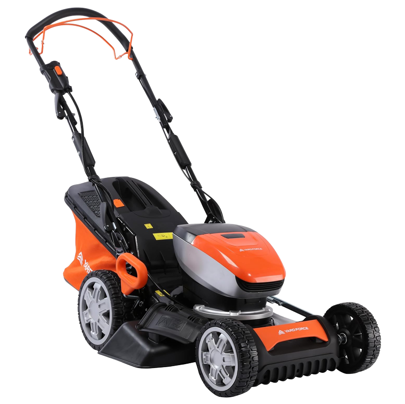 Kosiarka akumulatorowa Yard Force LM C46 40V z napędem na koła (46 cm, stalowy deck) – kosiarka mulczująca 3-w-1, w zestawie 2x akumulatory 20V 5,0 Ah i kosz na trawę 55L (do 600 m²)