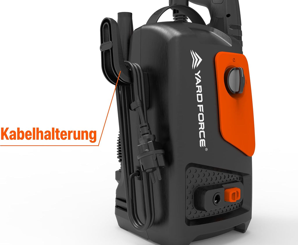 Myjka ciśnieniowa Yard Force EW U11B (1600 W, 120 bar, 400 l/h) – kompaktowe urządzenie do czyszczenia z pompą aluminiową, dyszą turbo i szybkozłączką