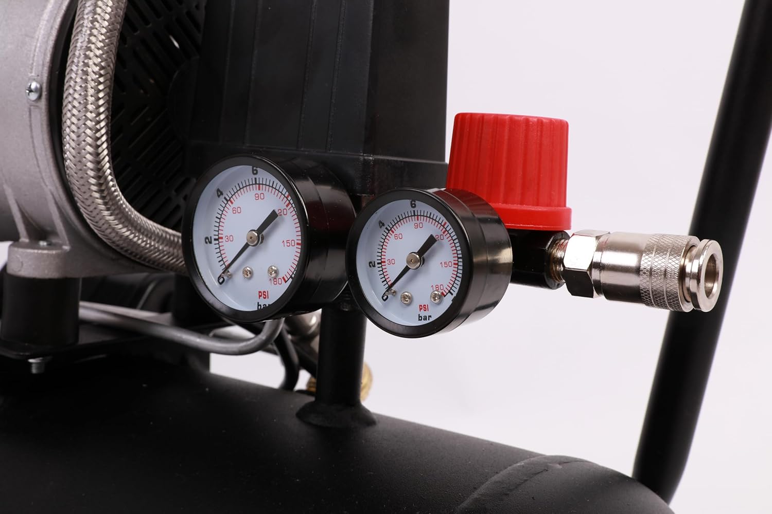 Yard Force EX ARC24 Stille Compressor (24 L, 8 bar, 750 W) – Fluisterstille, olievrije compressor (67 dB) met drukregelaar & wielen
