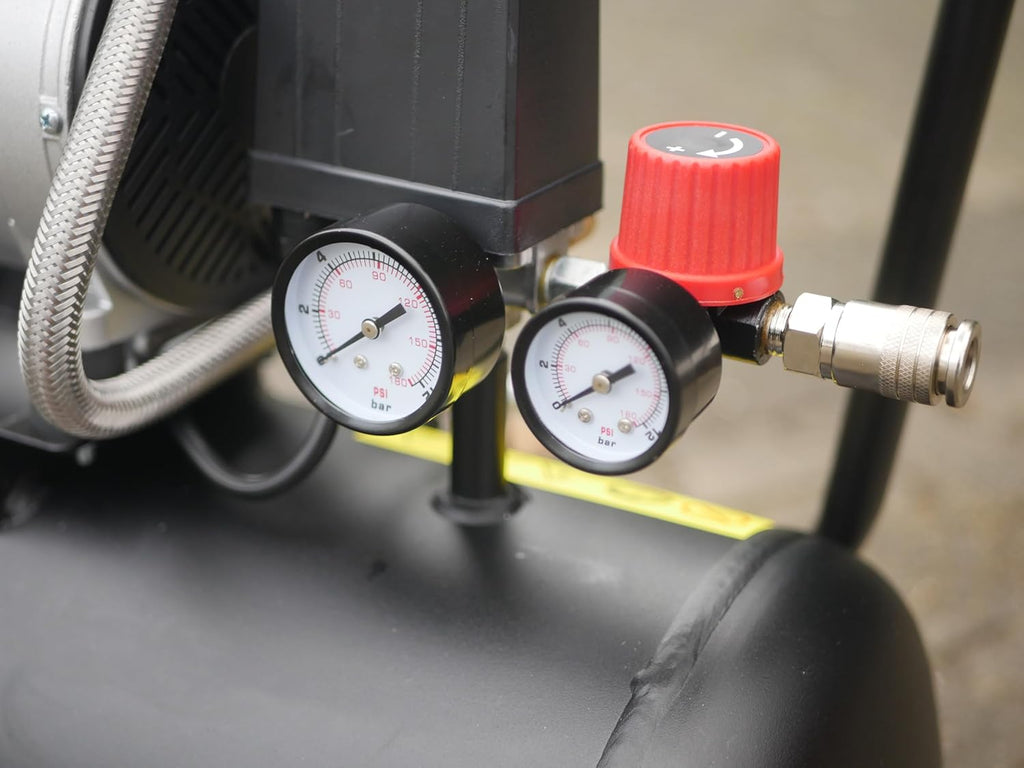 Yard Force EX ARC24 Stille Compressor (24 L, 8 bar, 750 W) – Fluisterstille, olievrije compressor (67 dB) met drukregelaar & wielen