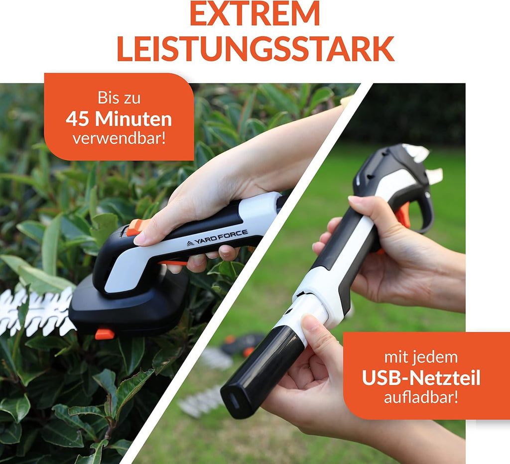 Yard Force VITA 6-in-1 Accu-tuingereedschap set (4V / 4Ah) – Urban Gardening Koffer met elektrische takkenschaar, grasschaar & premium handgereedschap