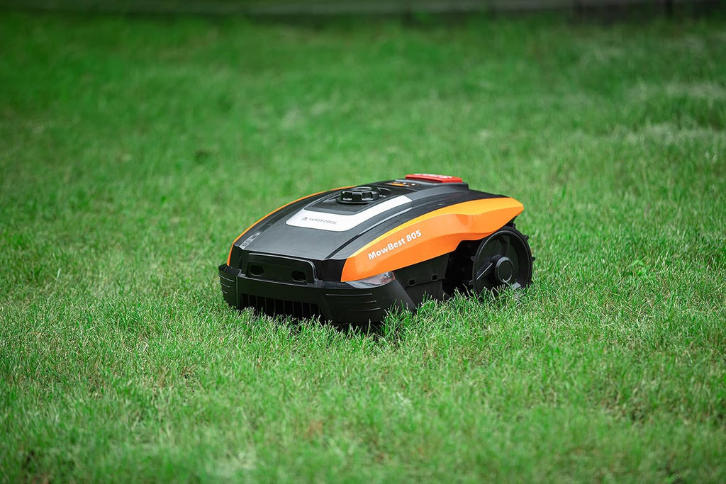 Yard Force MowBest 805 Robot koszący (do 250 m², 20V 2,0 Ah) – Automatyczna kosiarka autonomiczna z funkcją koszenia brzegów, nachyleniem do 30% i czujnikami bezpieczeństwa