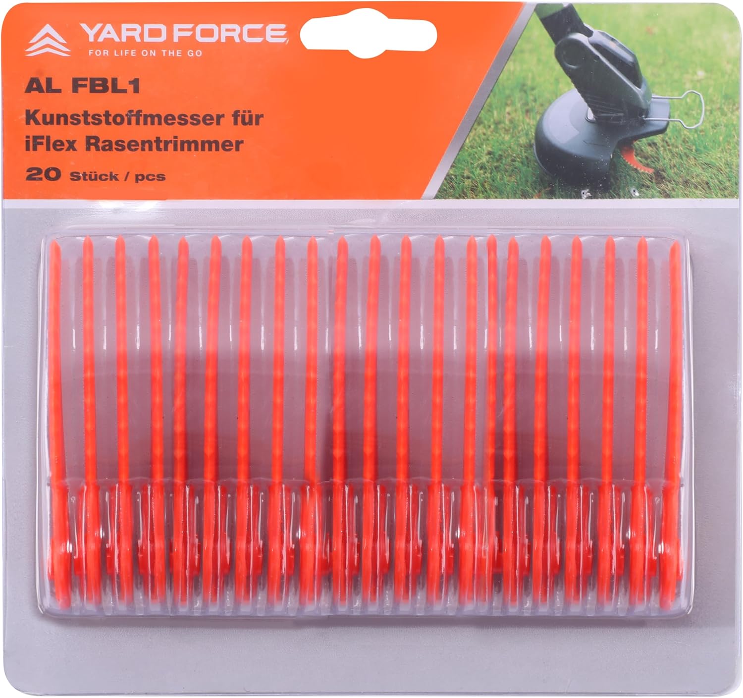 Yard Force 20-delige verpakking reserve kunststofmessen AL FBL1 voor 12V iFlex grastrimmer LT F23 – Duurzaam, Veilig, Milieuvriendelijk