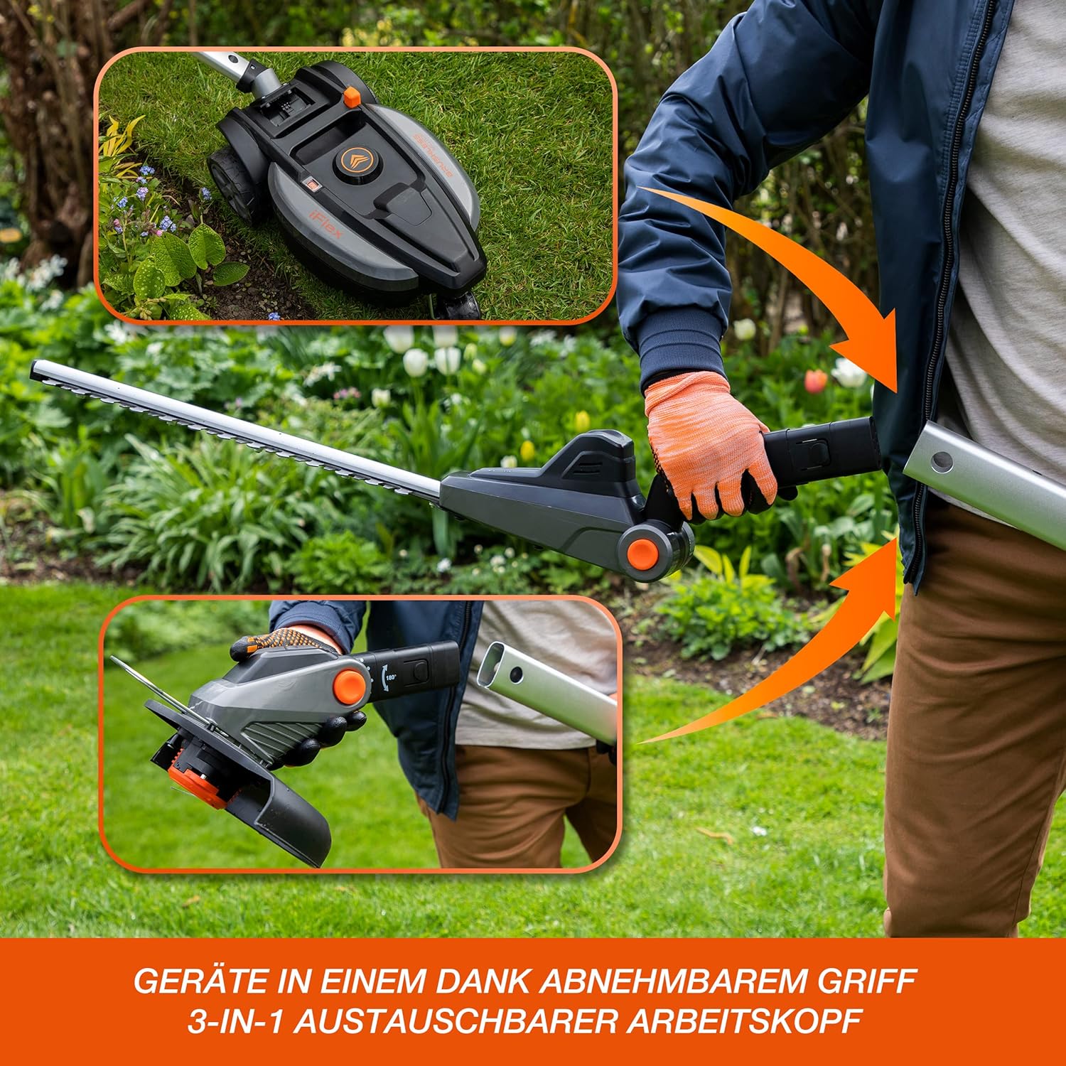 Yard Force iFlex LM F23BN 2 w 1 Akumulatorowa kosiarka i podkaszarka (23 cm, 12 V 4 Ah) – zwrotność 360°, silnik bezszczotkowy i obsługa jedną ręką