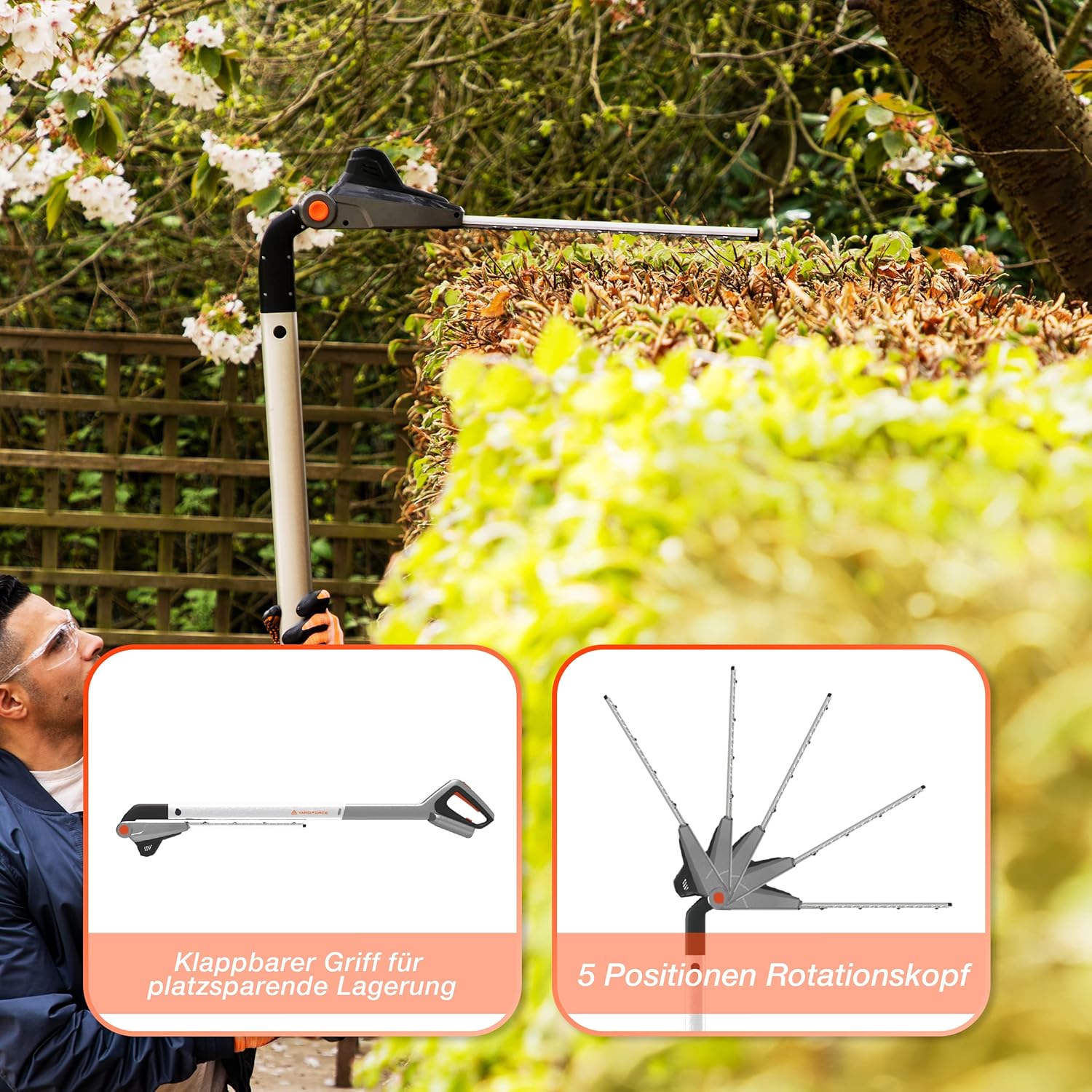 Yard Force iFlex LM F23BN 2 w 1 Akumulatorowa kosiarka i podkaszarka (23 cm, 12 V 4 Ah) – zwrotność 360°, silnik bezszczotkowy i obsługa jedną ręką