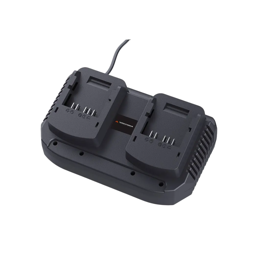 Yard Force 20V dubbele oplader AL C40D – Voor 2 accu's tegelijk, CR20-serie, snel opladen, Plug & Play