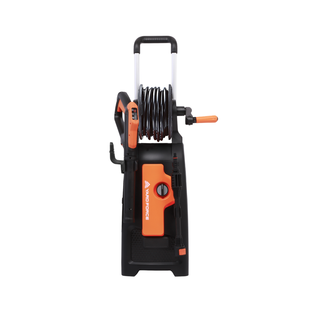 Yard Force 2200W Hochdruckreiniger EW U15E – max. 165 Bar, 450 l/h Fördermenge, Schlauchtrommel mit 6m Schlauch, Teleskopgriff, inkl. Zubehör