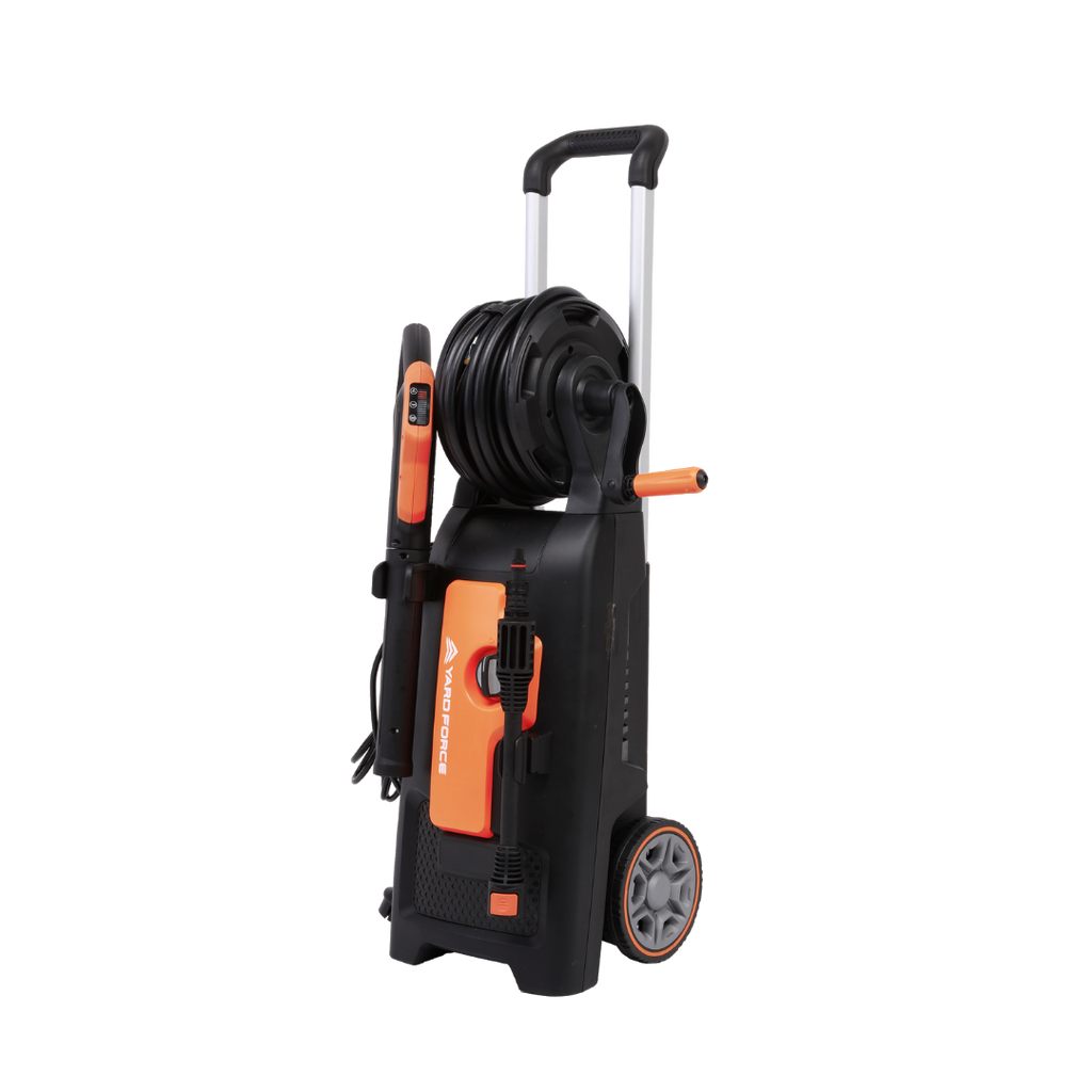 Yard Force 2200W Hochdruckreiniger EW U15E – max. 165 Bar, 450 l/h Fördermenge, Schlauchtrommel mit 6m Schlauch, Teleskopgriff, inkl. Zubehör