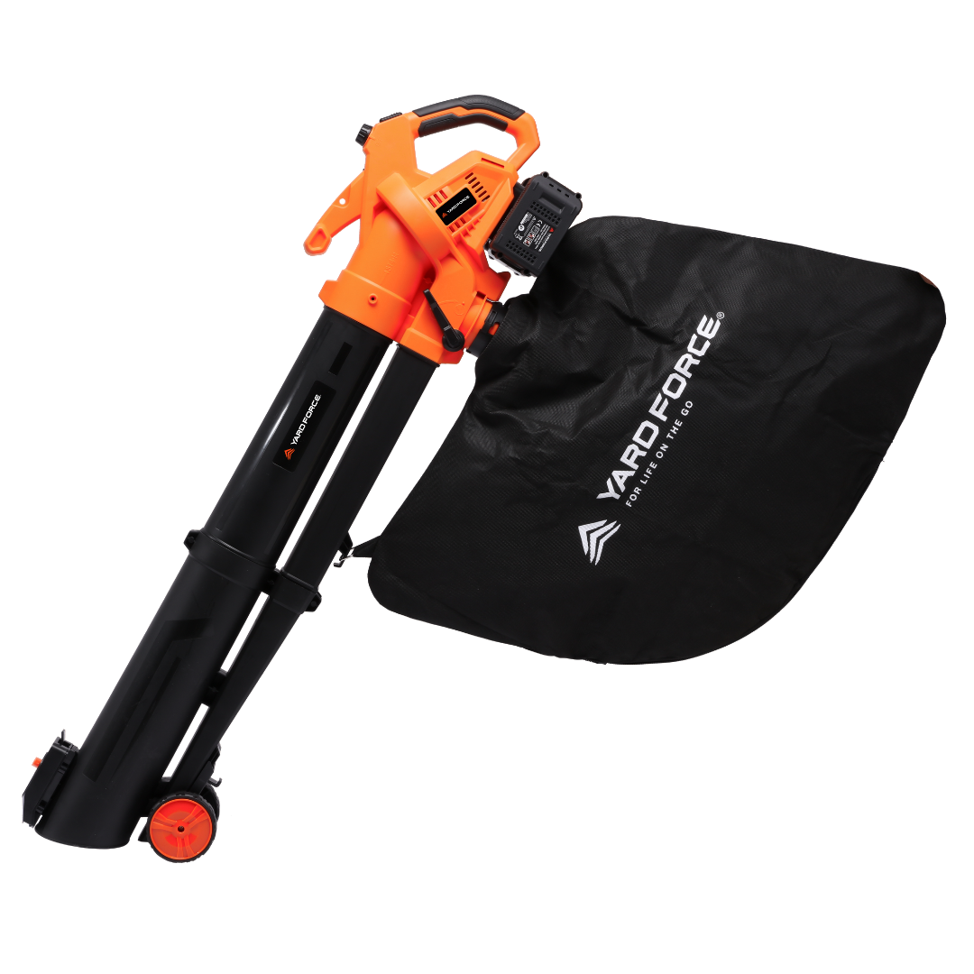 Yard Force 40V Accu Bladblazer & Bladzuiger LB C20C – 3-in-1-functie (zuigen, blazen, versnipperen), 234 km/u luchtsnelheid, incl. 40V 4,0 Ah accu, 45L opvangzak & geleidingswielen