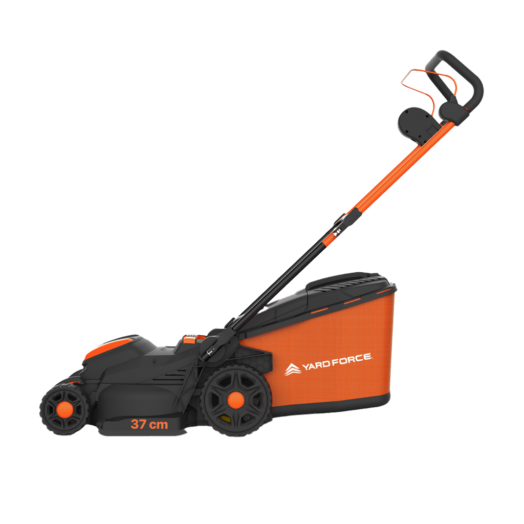 Yard Force 20V Akku-Rasenmäher LM C37B – 37 cm Schnittbreite, inkl. 2x 20V 4,0 Ah Akkus & Torque-Boost Technologie, 40L Fangkorb mit Mulchfunktion