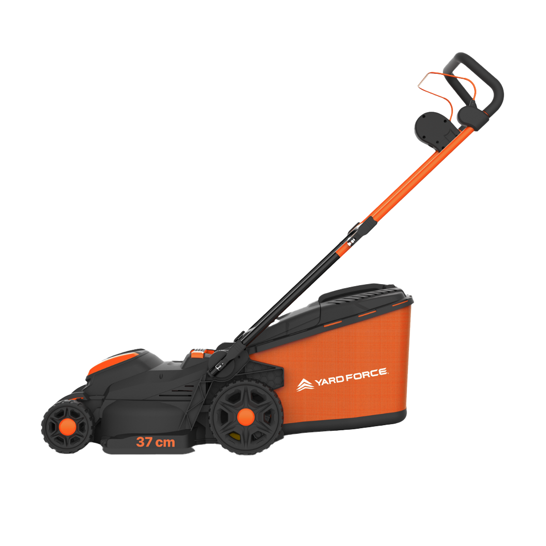 Yard Force 20V Akku-Rasenmäher LM C37B – 37 cm Schnittbreite, inkl. 2x 20V 4,0 Ah Akkus & Torque-Boost Technologie, 40L Fangkorb mit Mulchfunktion