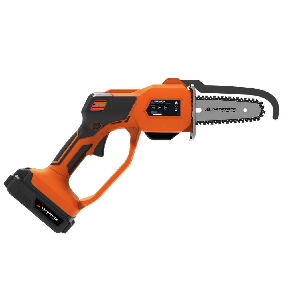 Yard Force 20V Akumulatorowa pilarka do gałęzi LS C13 – prowadnica 12 cm, prędkość łańcucha 3,2 m/s, w zestawie akumulator 20V 2,0 Ah i szybka ładowarka, mini piła łańcuchowa