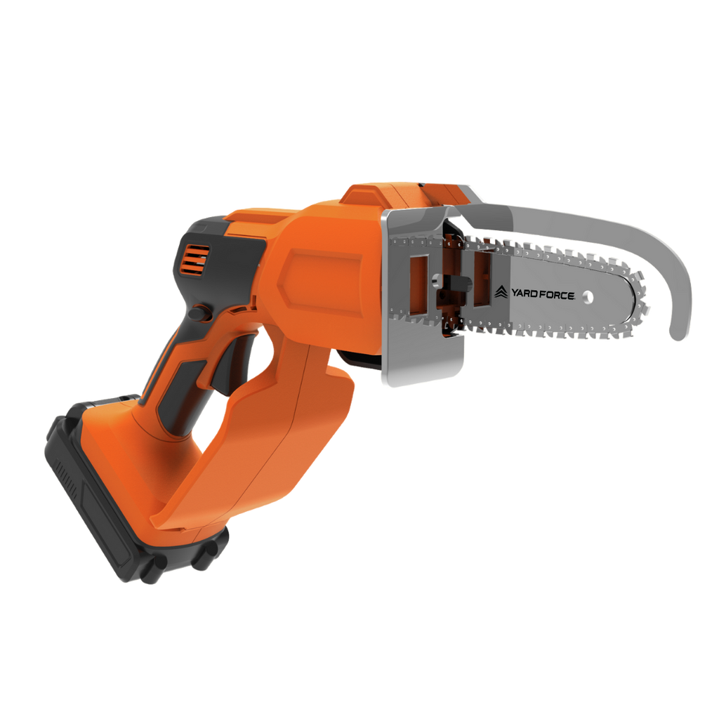 Yard Force 20V Akumulatorowa pilarka do gałęzi LS C13 – prowadnica 12 cm, prędkość łańcucha 3,2 m/s, w zestawie akumulator 20V 2,0 Ah i szybka ładowarka, mini piła łańcuchowa