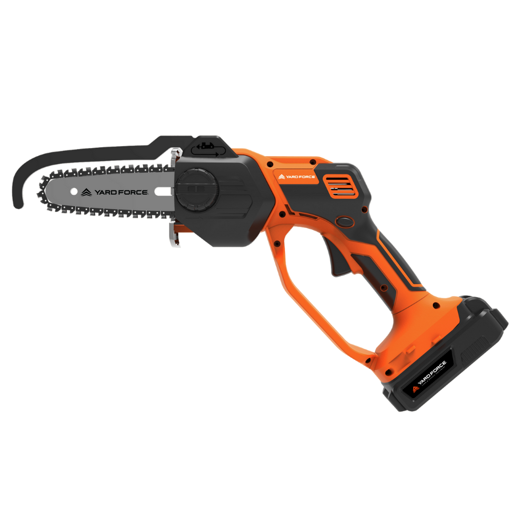 Yard Force 20V Akumulatorowa pilarka do gałęzi LS C13 – prowadnica 12 cm, prędkość łańcucha 3,2 m/s, w zestawie akumulator 20V 2,0 Ah i szybka ładowarka, mini piła łańcuchowa