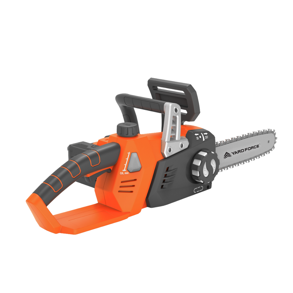Yard Force 40V (2x20V) Akumulatorowa pilarka łańcuchowa LS C35B – prowadnica i łańcuch Oregon 35 cm, w zestawie 2x akumulatory 20V 2,0 Ah i ładowarka, beznarzędziowe napinanie łańcucha