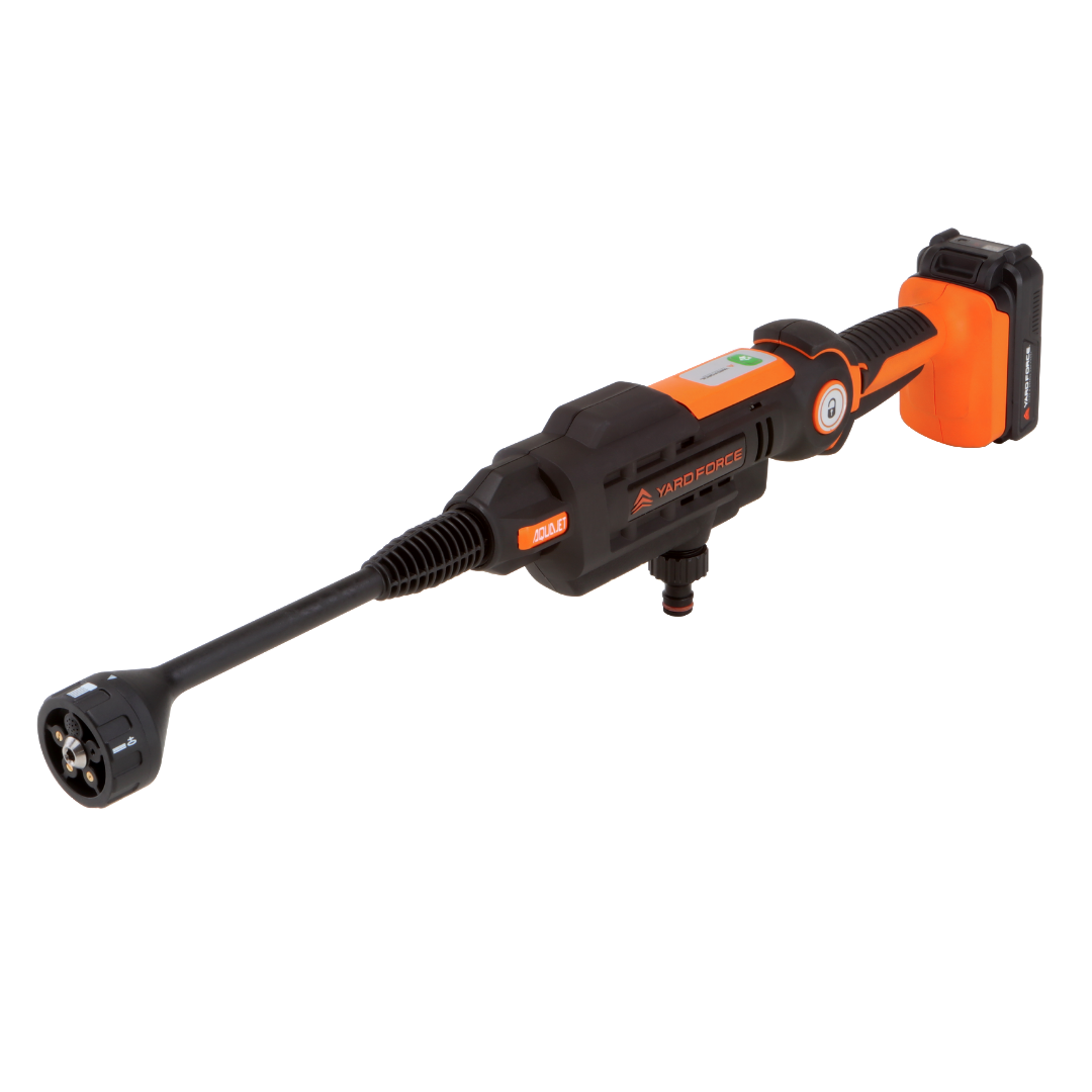 Yard Force 20V Accu Hogedrukreiniger LW C02A – max. 370 l/u debiet, incl. 20V 2,5 Ah accu & lader, 5-in-1 multifunctionele spuitmond, 2 drukinstellingen, compact & draagbaar