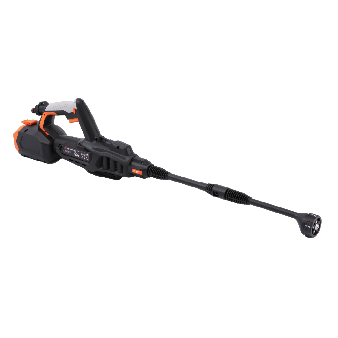 Yard Force 20V Akumulatorowa myjka ciśnieniowa o średnim ciśnieniu LW C04 – 45 bar i wydajność 360 l/h, zawiera akumulator 20V 4,0 Ah i ładowarkę, dyszę 5 w 1, obrotowy uchwyt