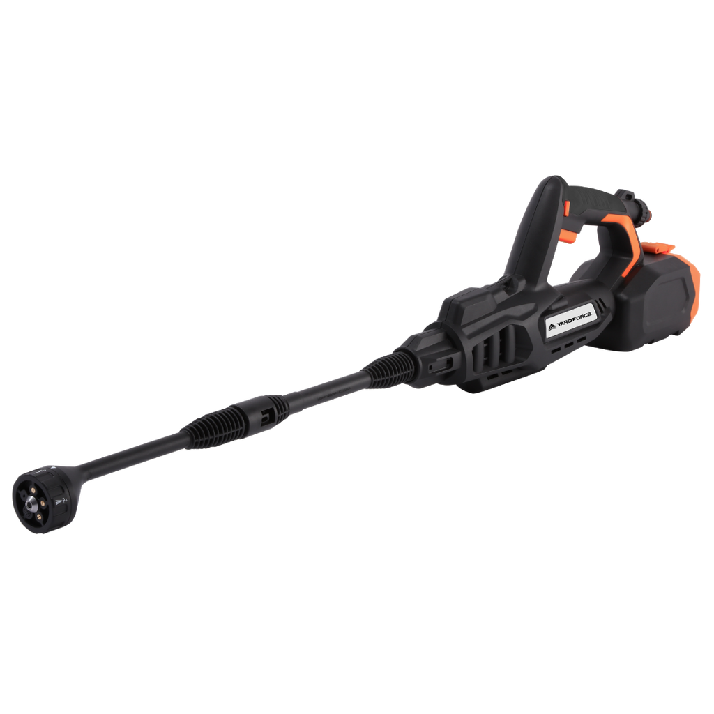 Yard Force 20V Akumulatorowa myjka ciśnieniowa o średnim ciśnieniu LW C04 – 45 bar i wydajność 360 l/h, zawiera akumulator 20V 4,0 Ah i ładowarkę, dyszę 5 w 1, obrotowy uchwyt