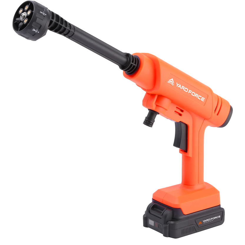 Yard Force LW C02B 20V Accu-middendrukreiniger (22 bar, 220 l/u) – Mobiele, zelfaanzuigende drukreiniger met 5-in-1-spuitmond, 6m slang & 2,5 Ah accu